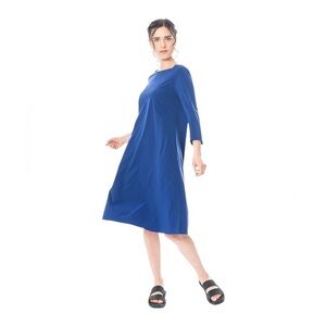 Katharina Hovman NWT Royal Blue 3/4 Sleeve Pleated Midi Maxi Dress Size 8